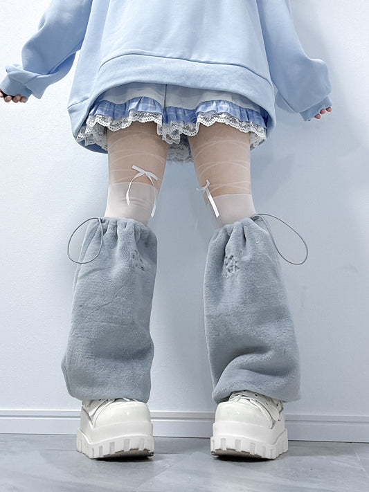 ふあふあファーできゅんですレッグウォーマー(グレー)
