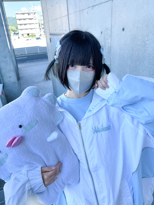 シャカった社会で無敵おジャージ(白×水色)