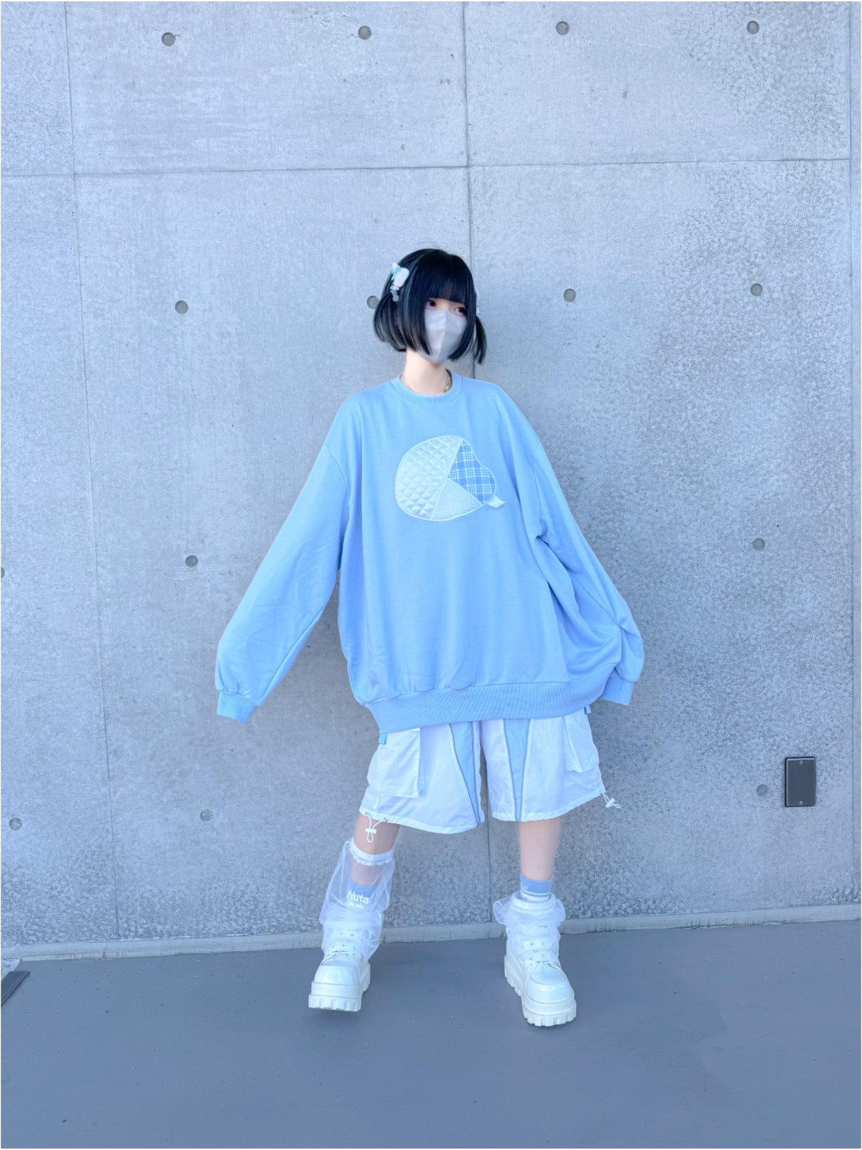パッチワークでワクワークスウェット(水色)