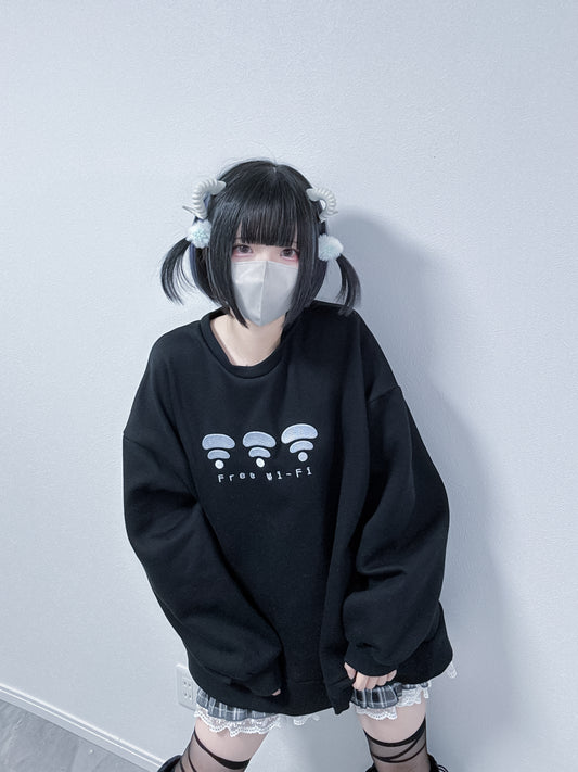 WiFi無しでは生きてけないスウェット(黒)