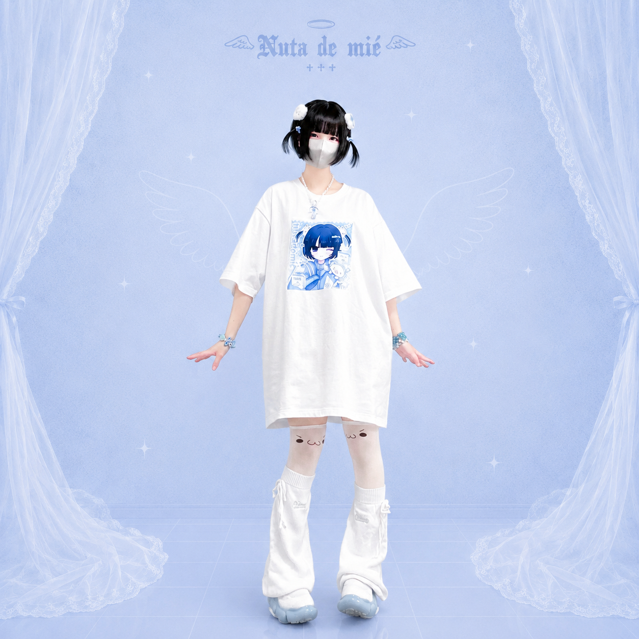 天使の生配信おTシャツ/white