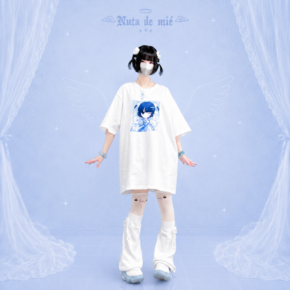 天使の生配信おTシャツ/white