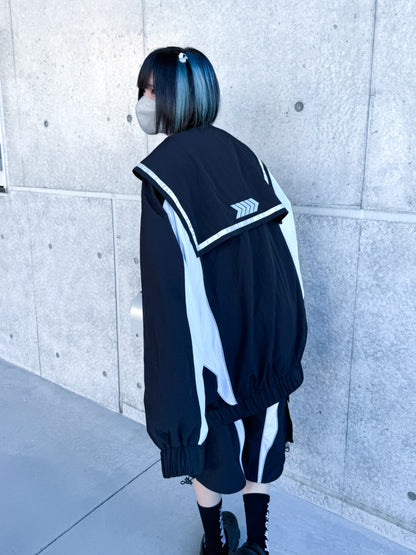 シャカった社会で無敵おジャージ（黒×水色）
