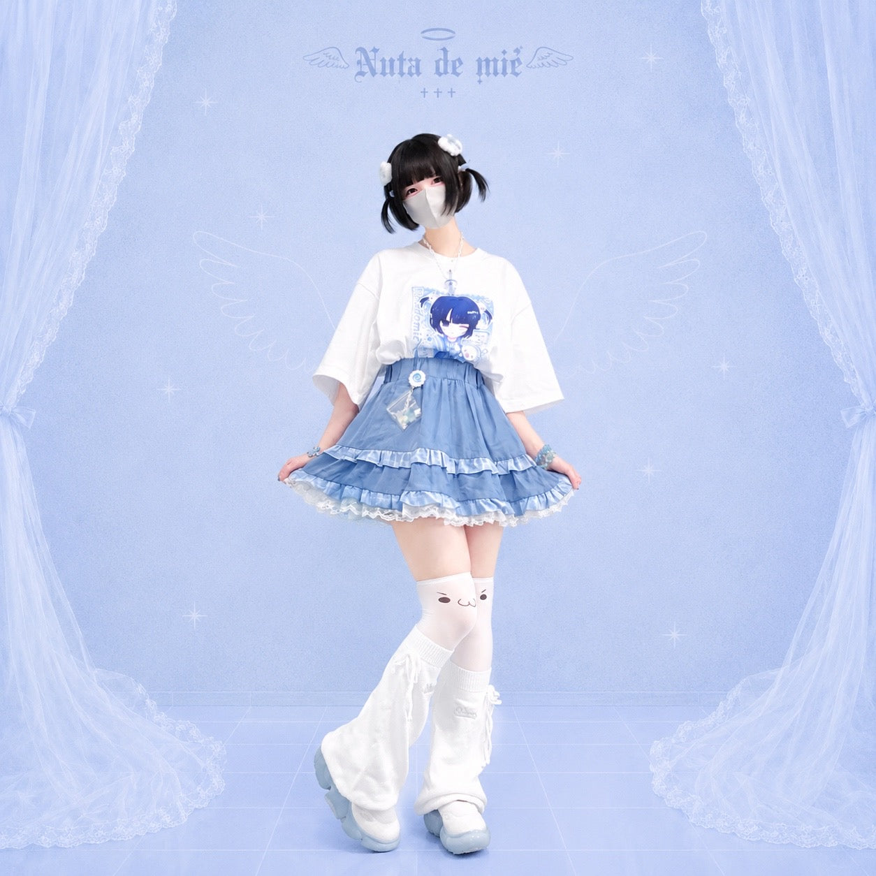 天使の生配信おTシャツ/white