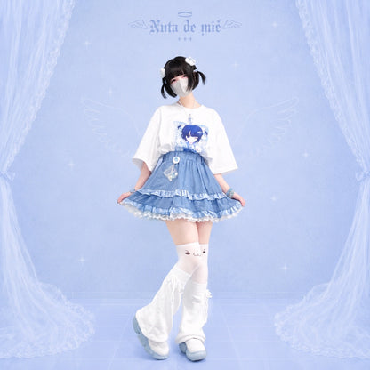 天使の生配信おTシャツ/white