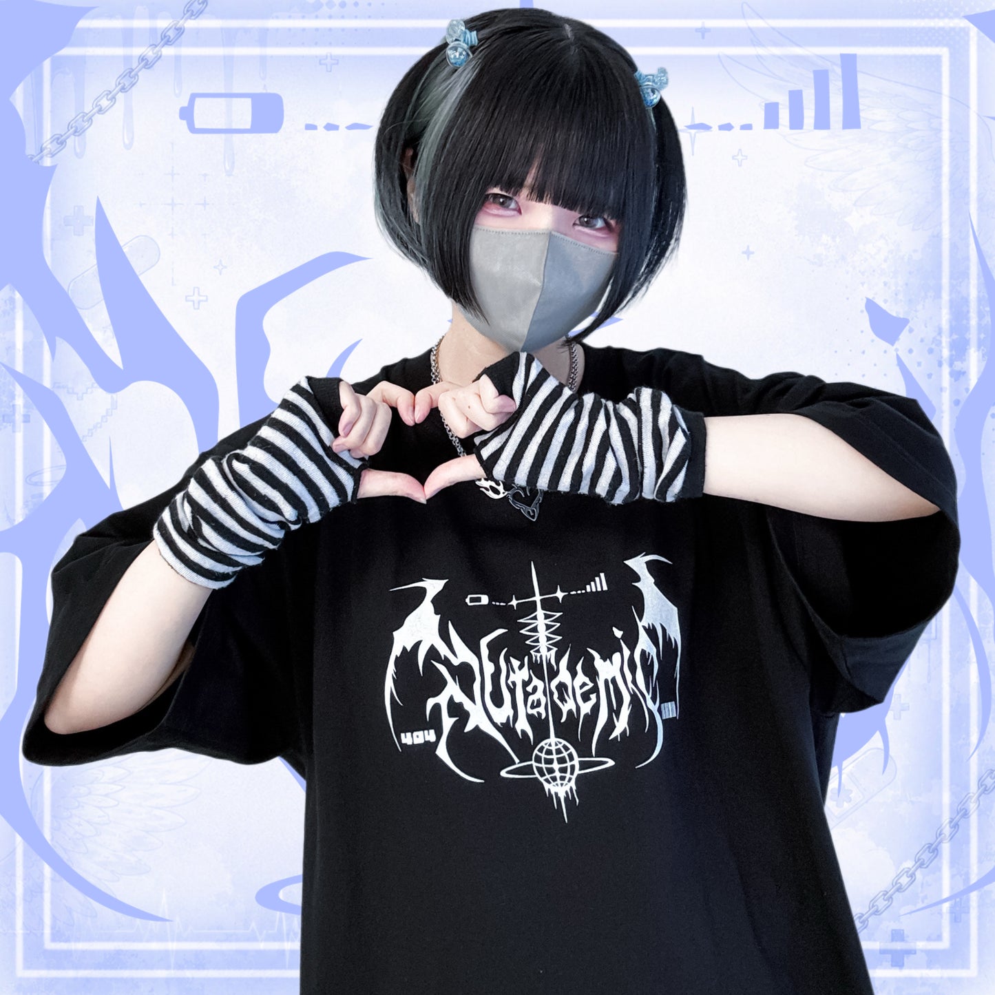 世界へ羽ばたく共依存おTシャツ/black