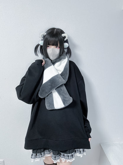 ふわふわファーできゅんですマフラー(グレー)