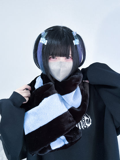 ふわふわファーできゅんですマフラー(黒)