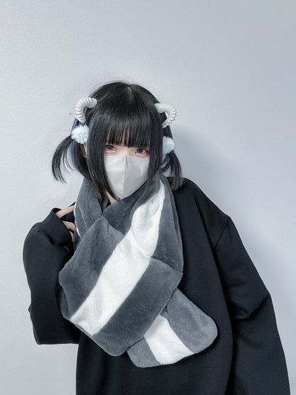 ふわふわファーできゅんですマフラー(グレー)