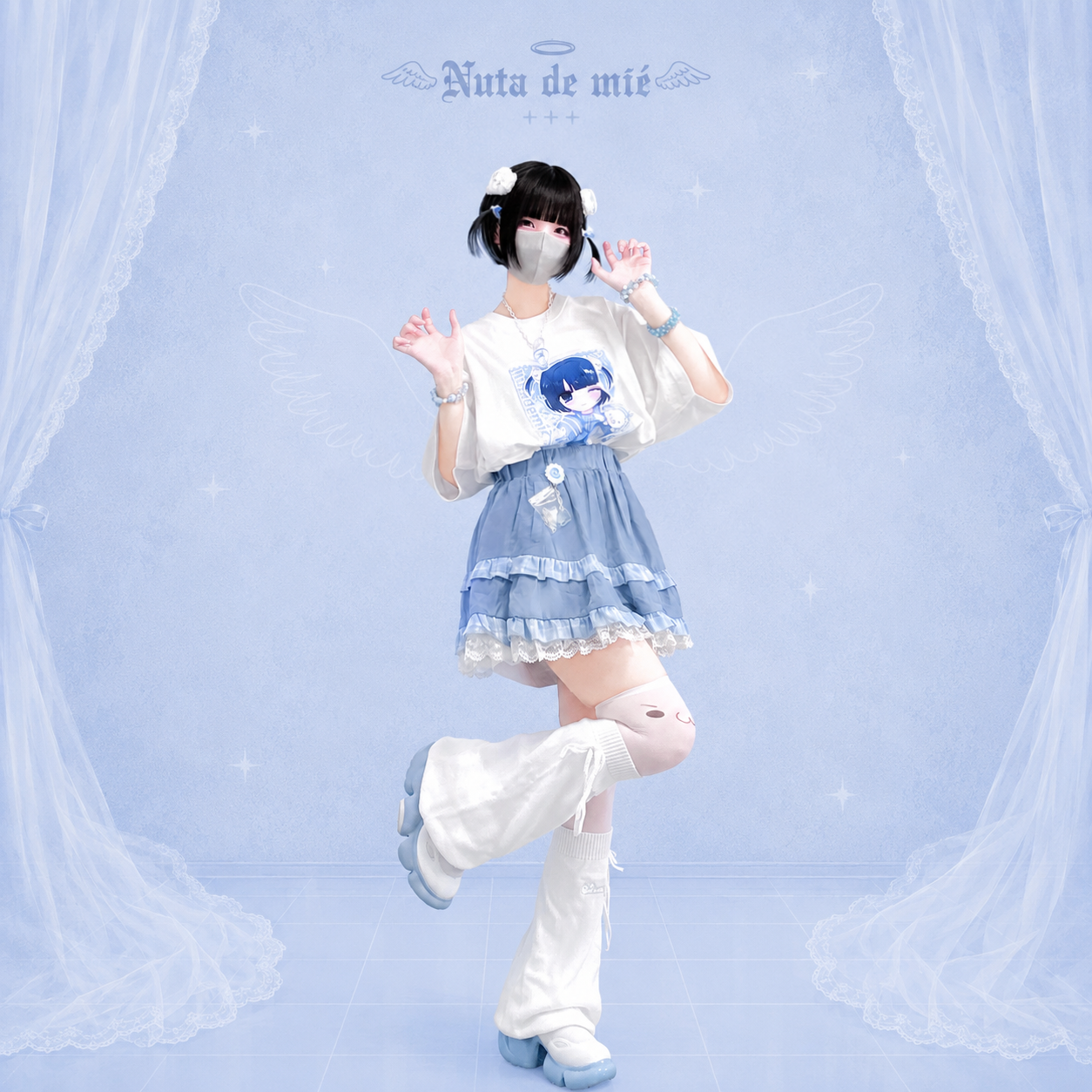 天使の生配信おTシャツ/white