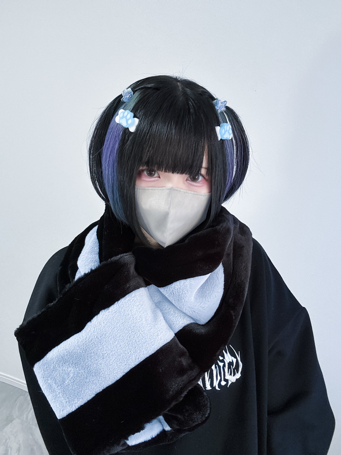 ふわふわファーできゅんですマフラー(黒)