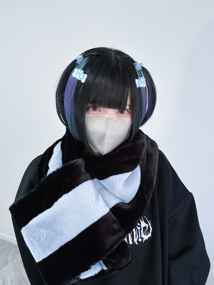 ふわふわファーできゅんですマフラー(黒)