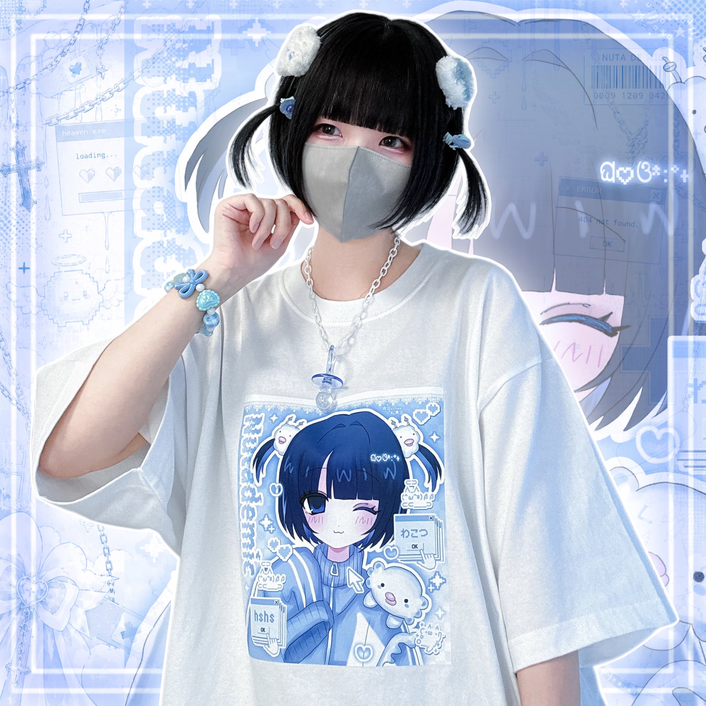 天使の生配信おTシャツ/white