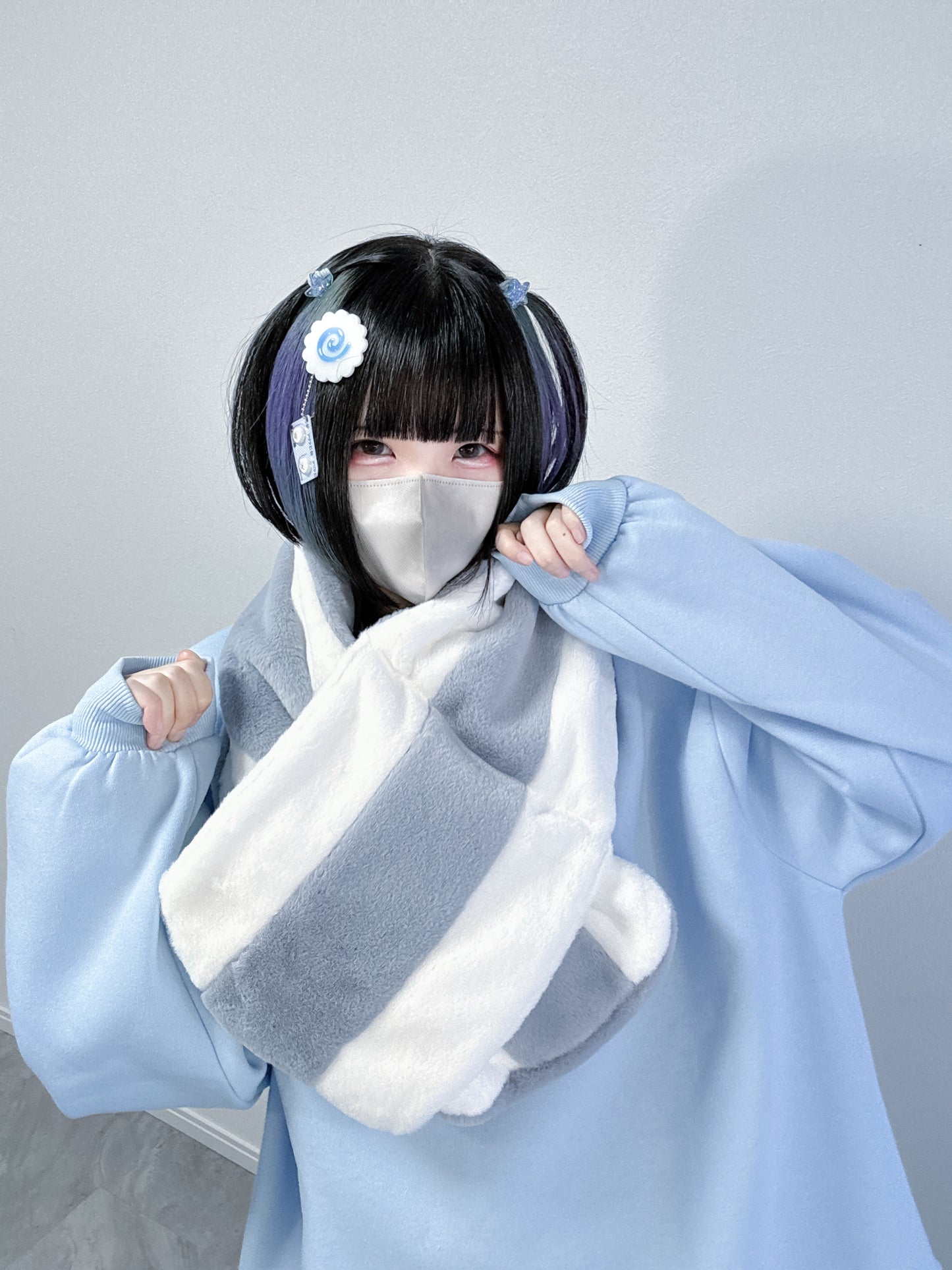 ふわふわファーできゅんですマフラー(白)