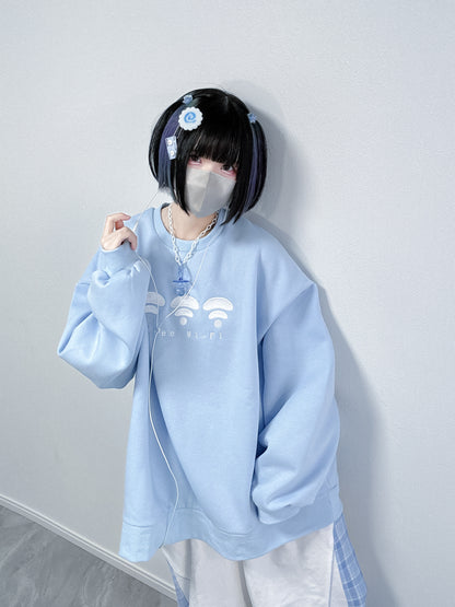 WiFi無しでは生きてけないスウェット(水色)